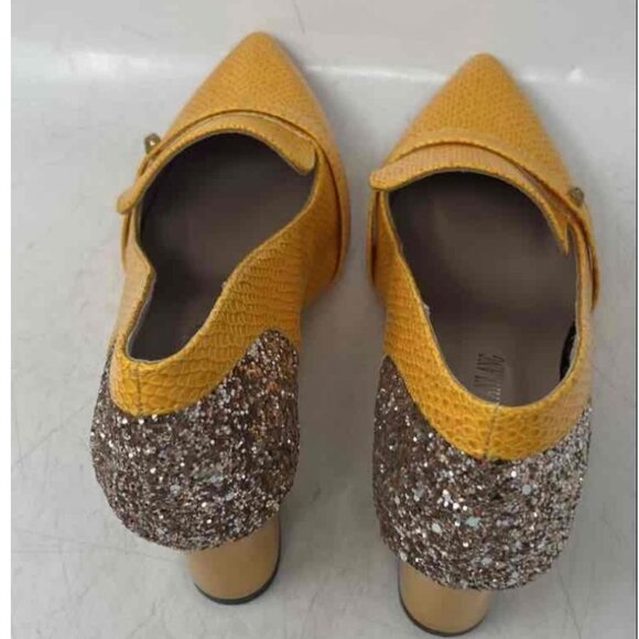 HJ. QIANLANG Dark Yellow & Silver Glitter Pointed Toe Pump Heels | EU 37 - Picture 4 of 7
